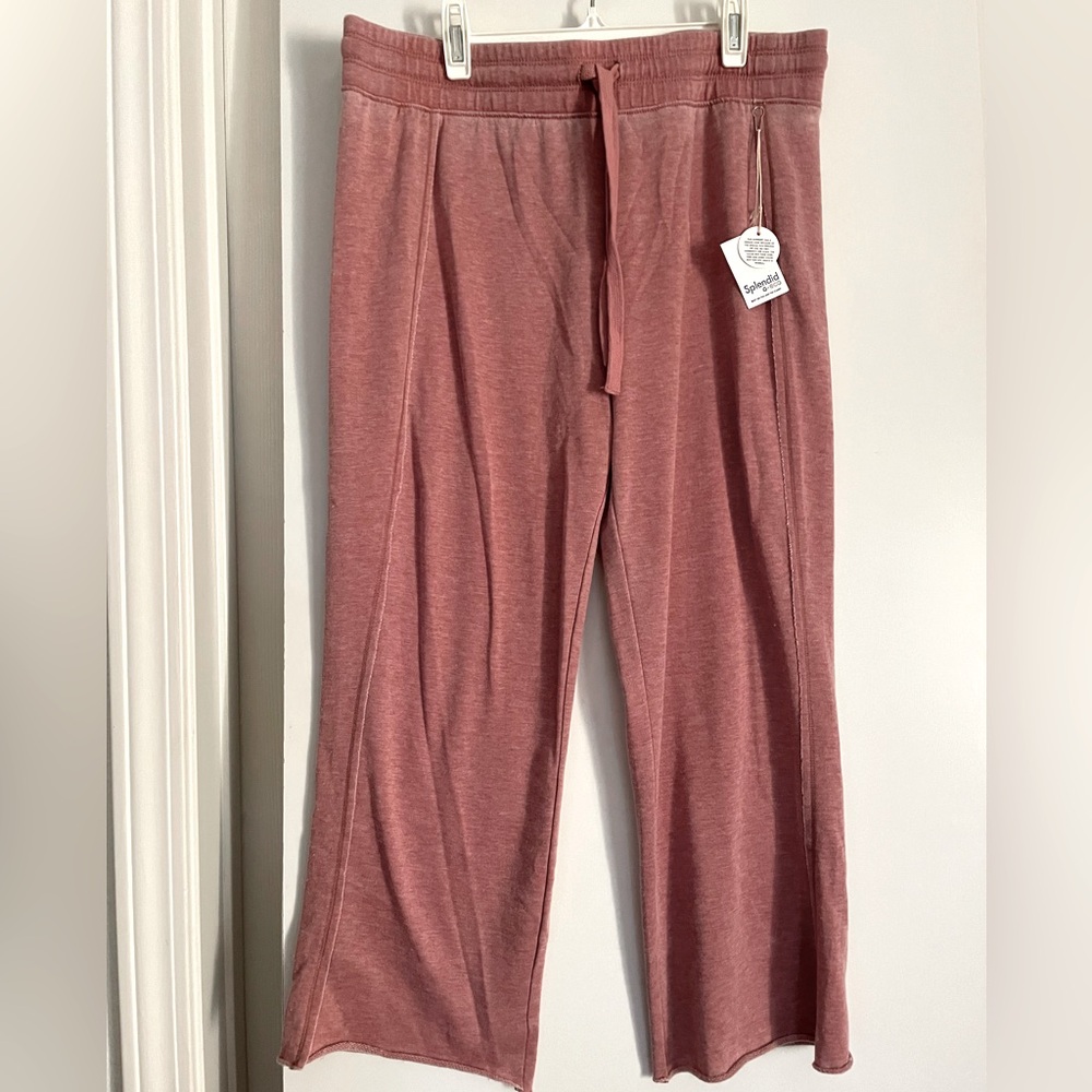 Splendid Jogger Sweatpants Elastic Waistband Dusty Mauve Pockets NWT
